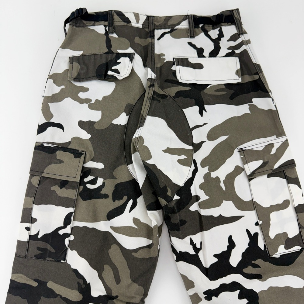 Urban Camo Cargo Pants Grey White Black High Waisted / BDU/ Y2K/Baggy SM Regular - Picture 3 of 11